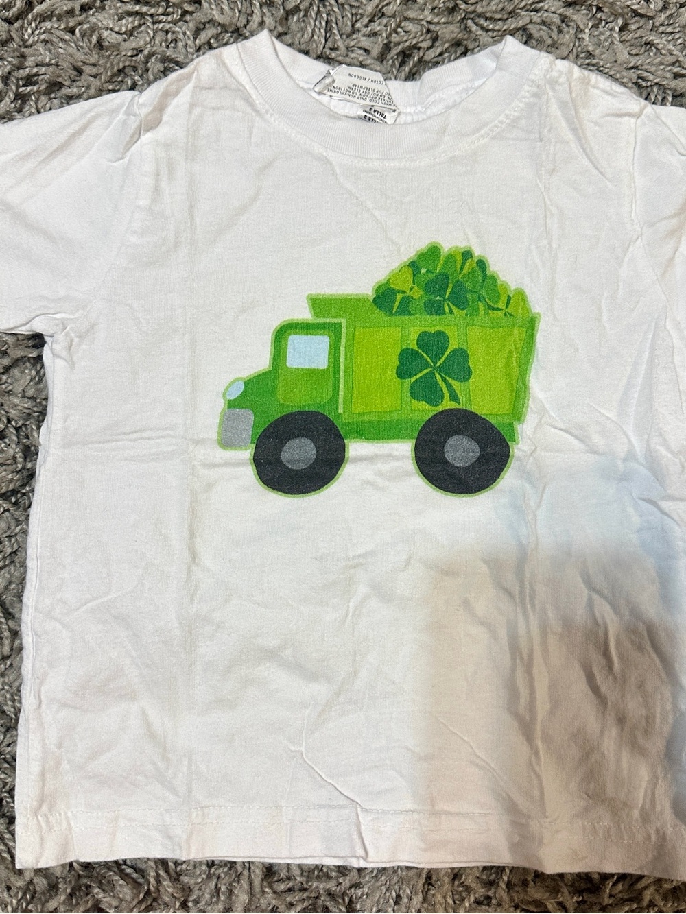 Rabbit Skins White Tee with Green Clover Truck Graphic